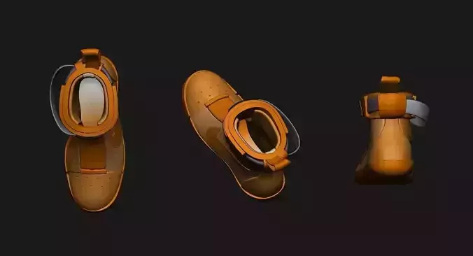 Sneakers Low Poly pair of orange shoes