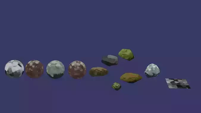 Anime Style Procedural Rocks 3D model