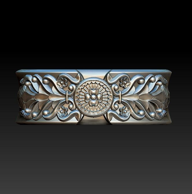 Wedding ring barocco pattern 3D print model_9