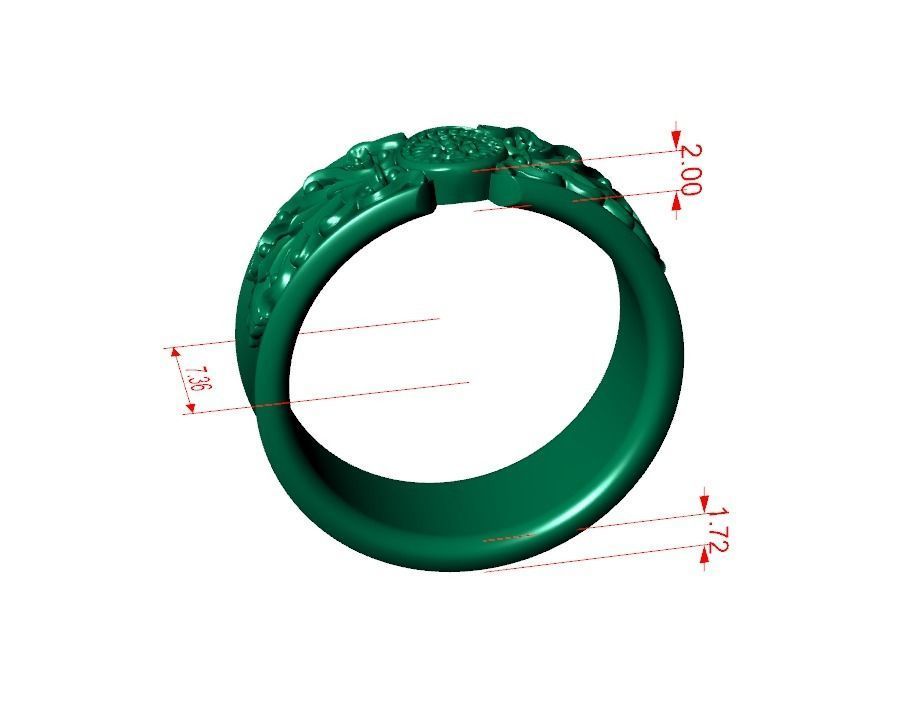 Wedding ring barocco pattern 3D print model_8
