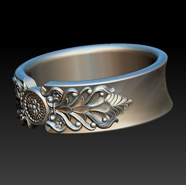 Wedding ring barocco pattern 3D print model_11