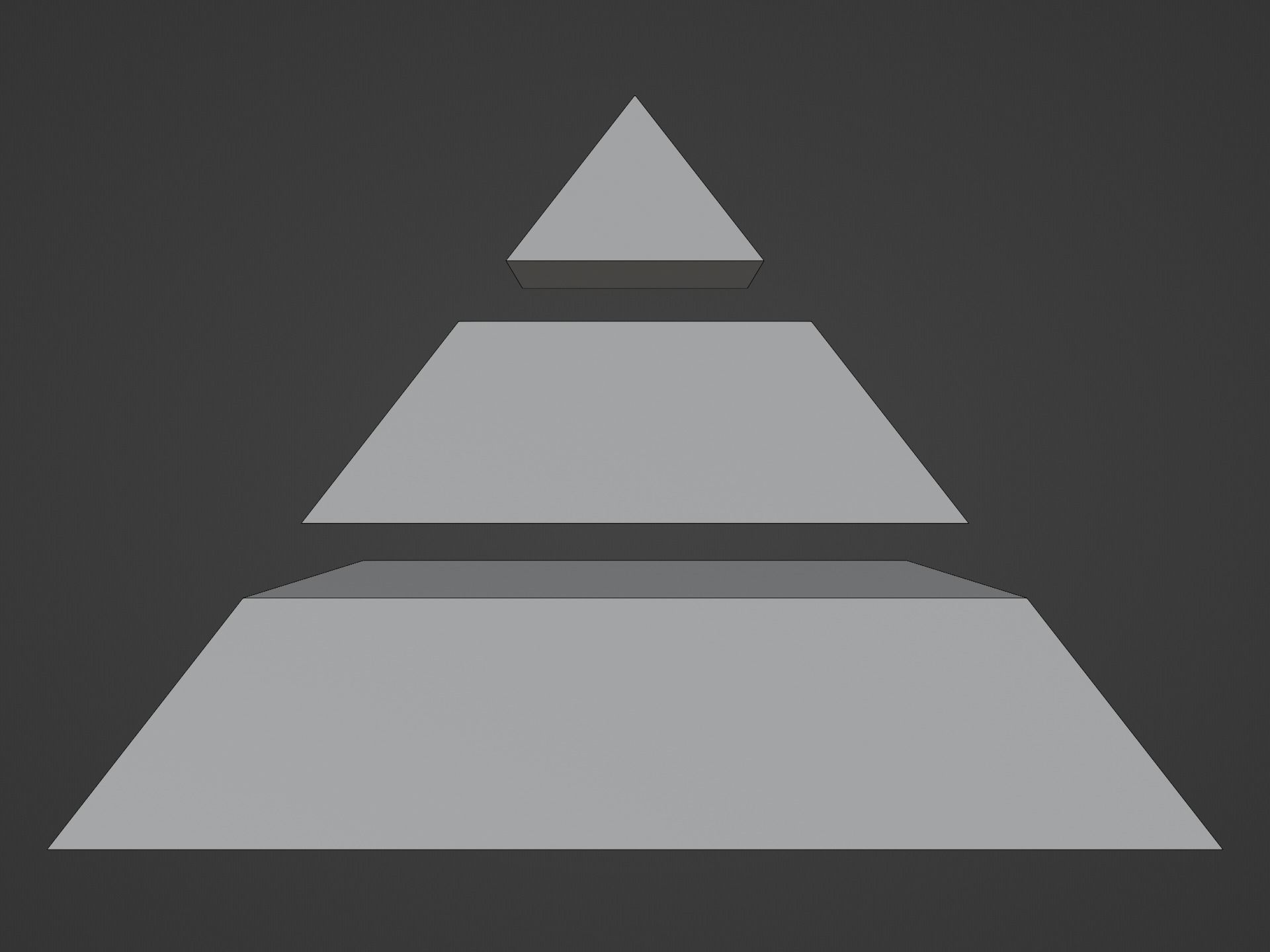 Pyramid Separated into 3 Parts Low-poly 3D model_6