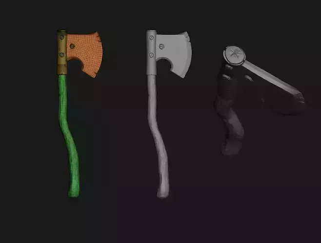 Axe Low Poly three different axes