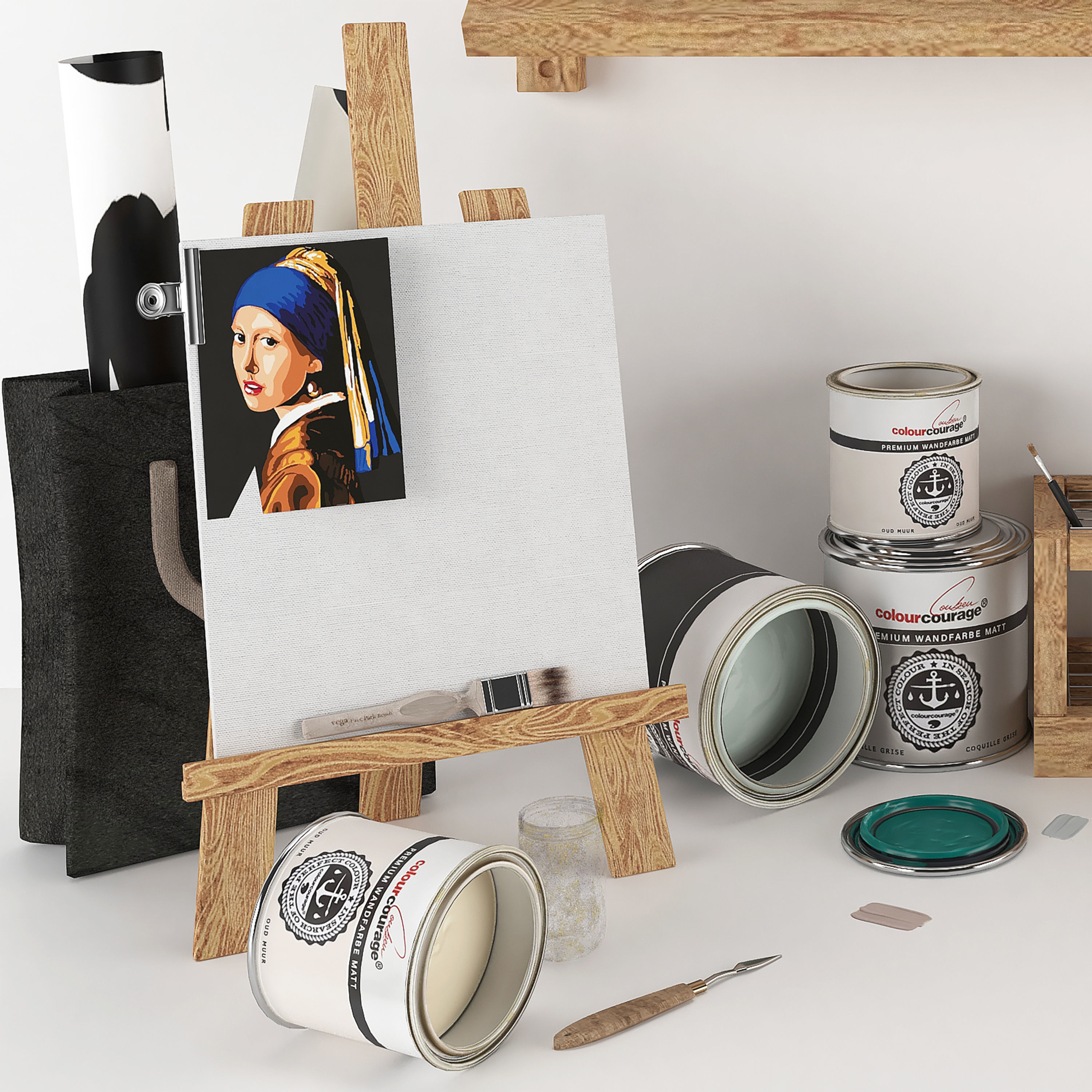 painting set - art workplace 3D model_1