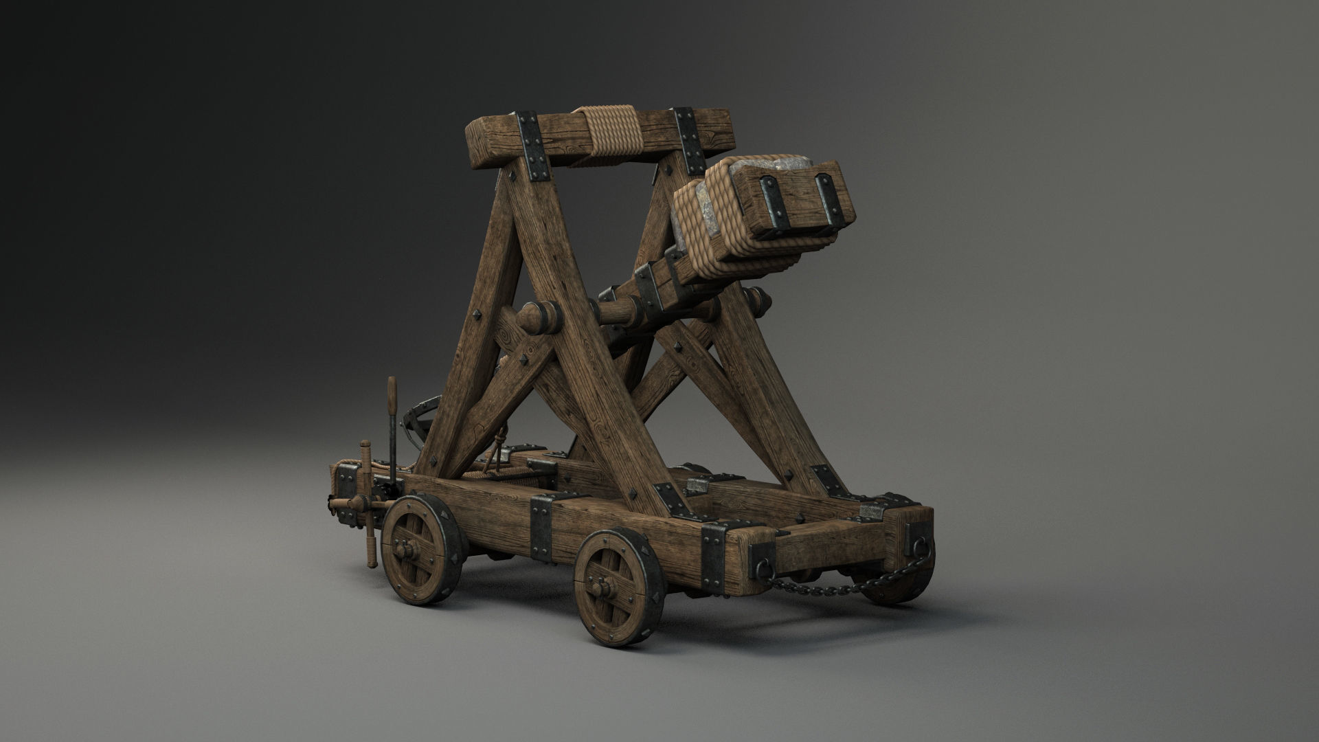 Medieval Catapult 3D model_1