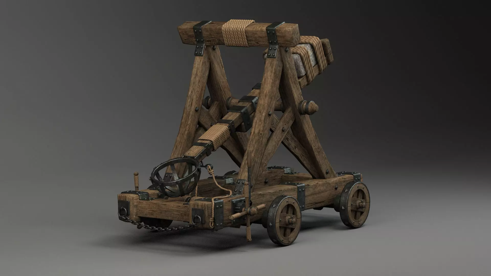 Medieval Catapult 3D model_0