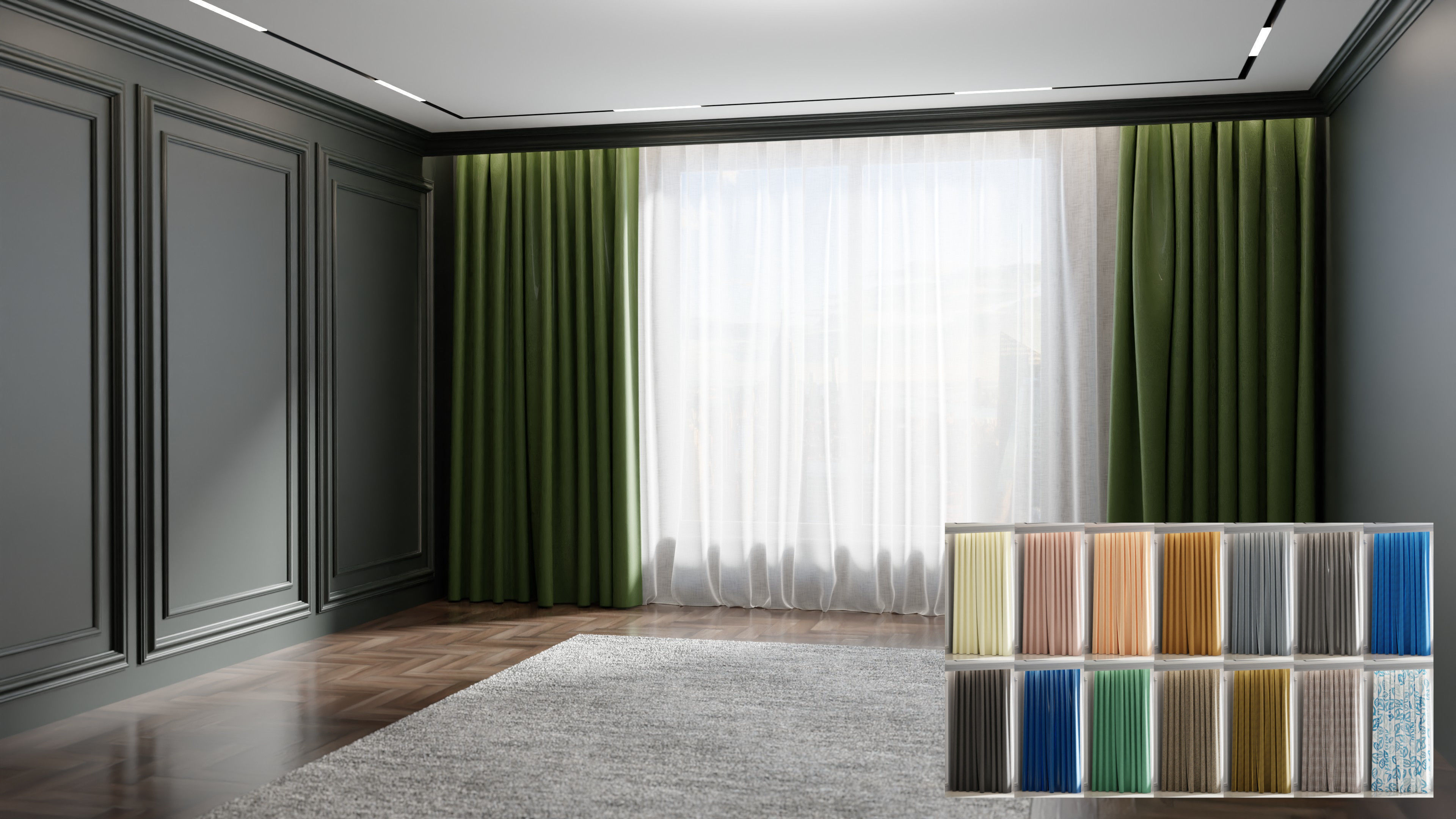 Luxury Curtains Assets SET 1 Low-poly 3D model_1