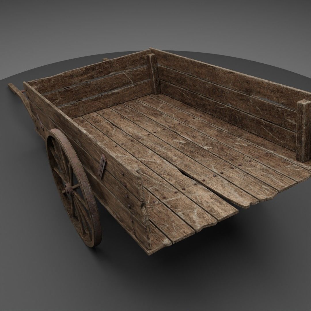 3D model Wooden Cart 3D model_1