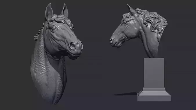 Horse with a mane 3D print model