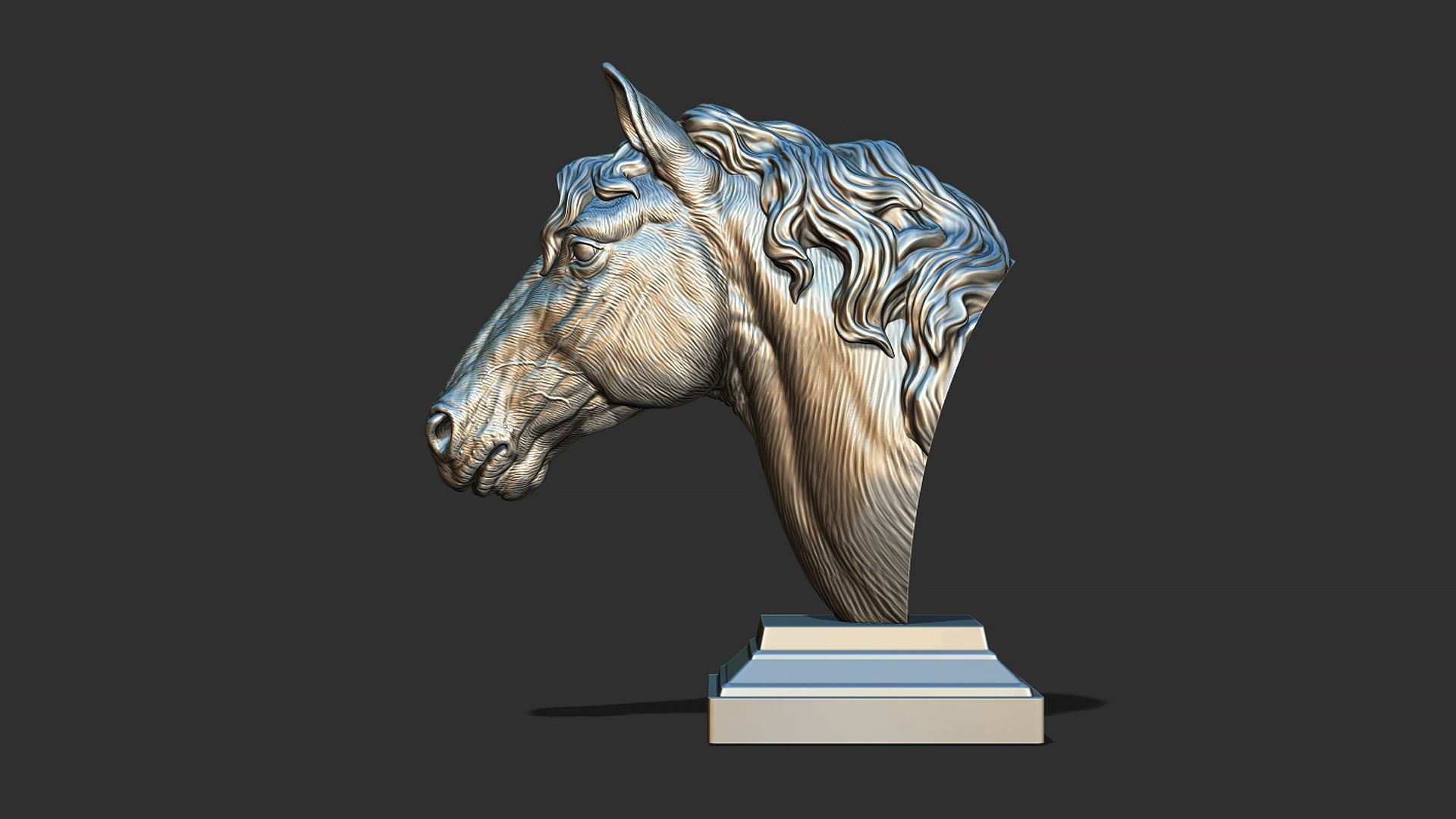Horse with a mane 3D print model_22