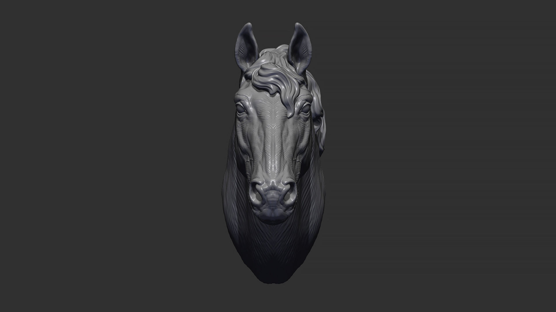 Horse with a mane 3D print model_3
