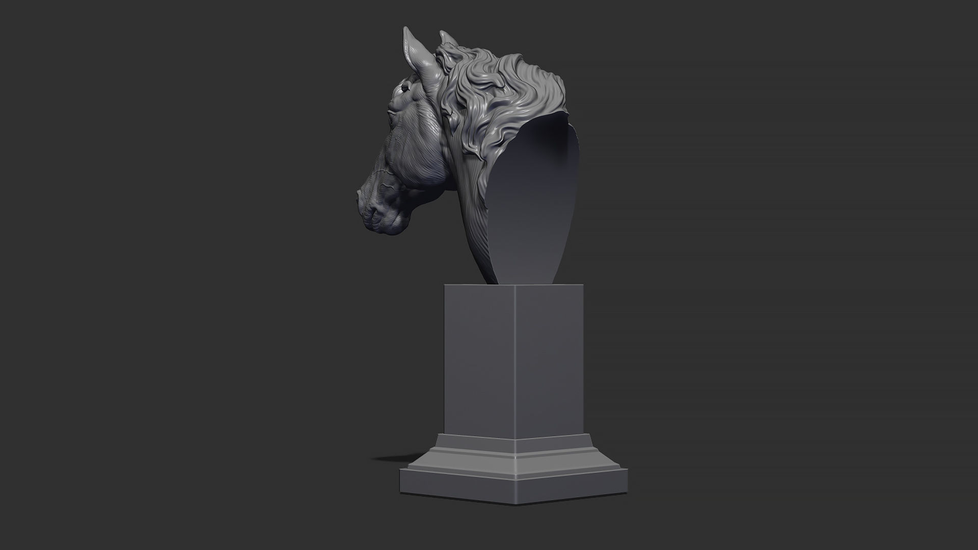 Horse with a mane 3D print model_13