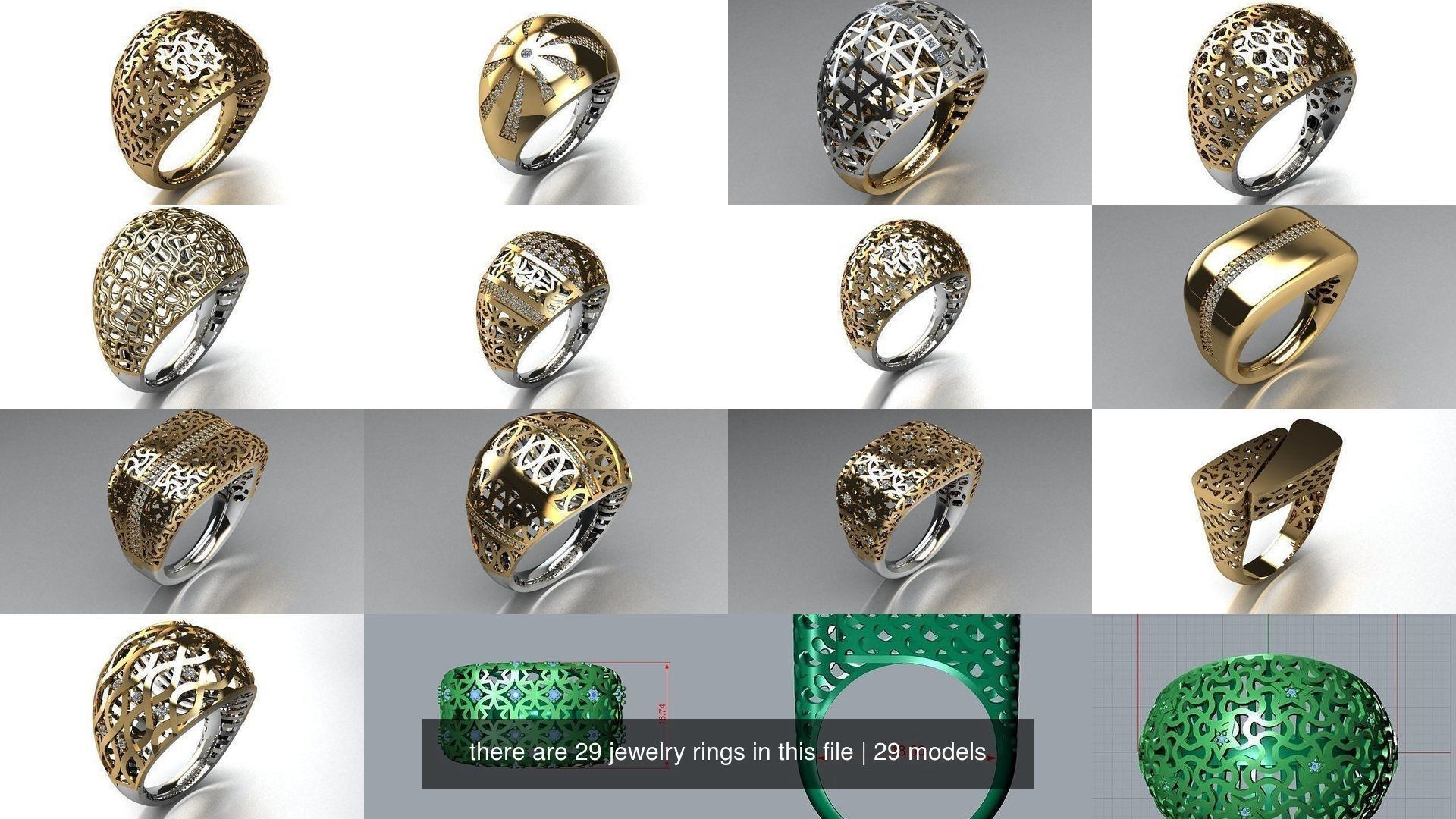 there are 29 jewelry rings in this file 3D Model Collection_3