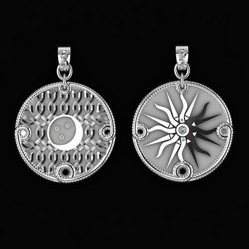 double-sided pendant sun and moon 3D print model