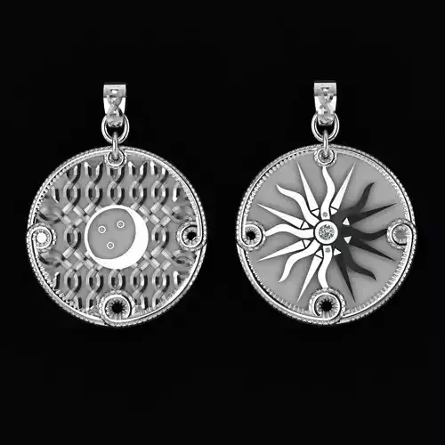 double-sided pendant sun and moon
