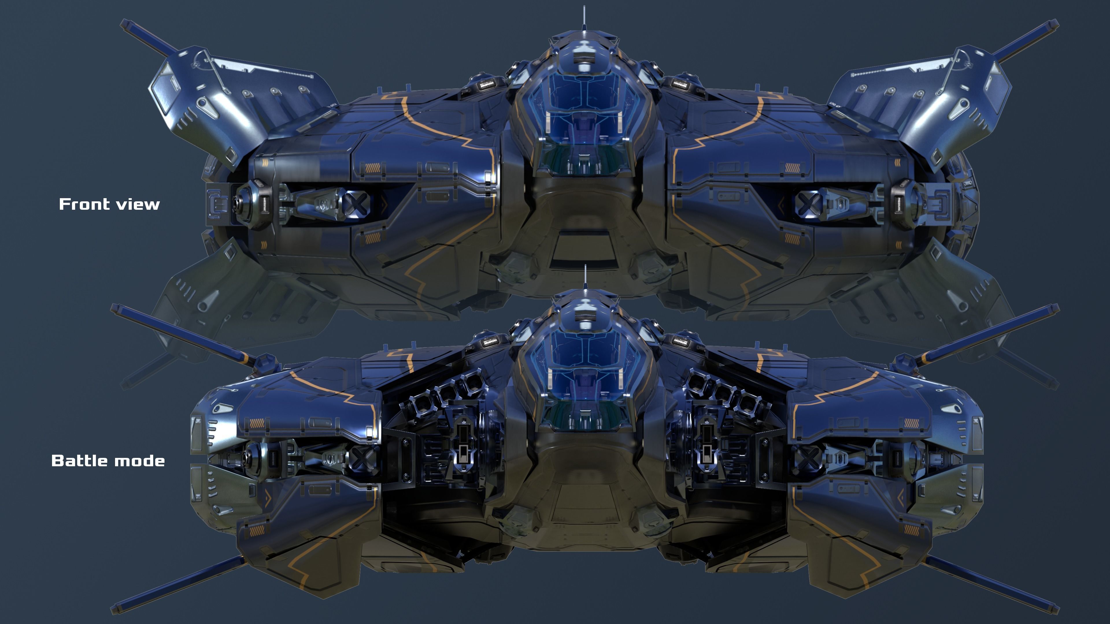 Stellar Phoenix Shuttle - Spaceship Low-poly 3D model_4