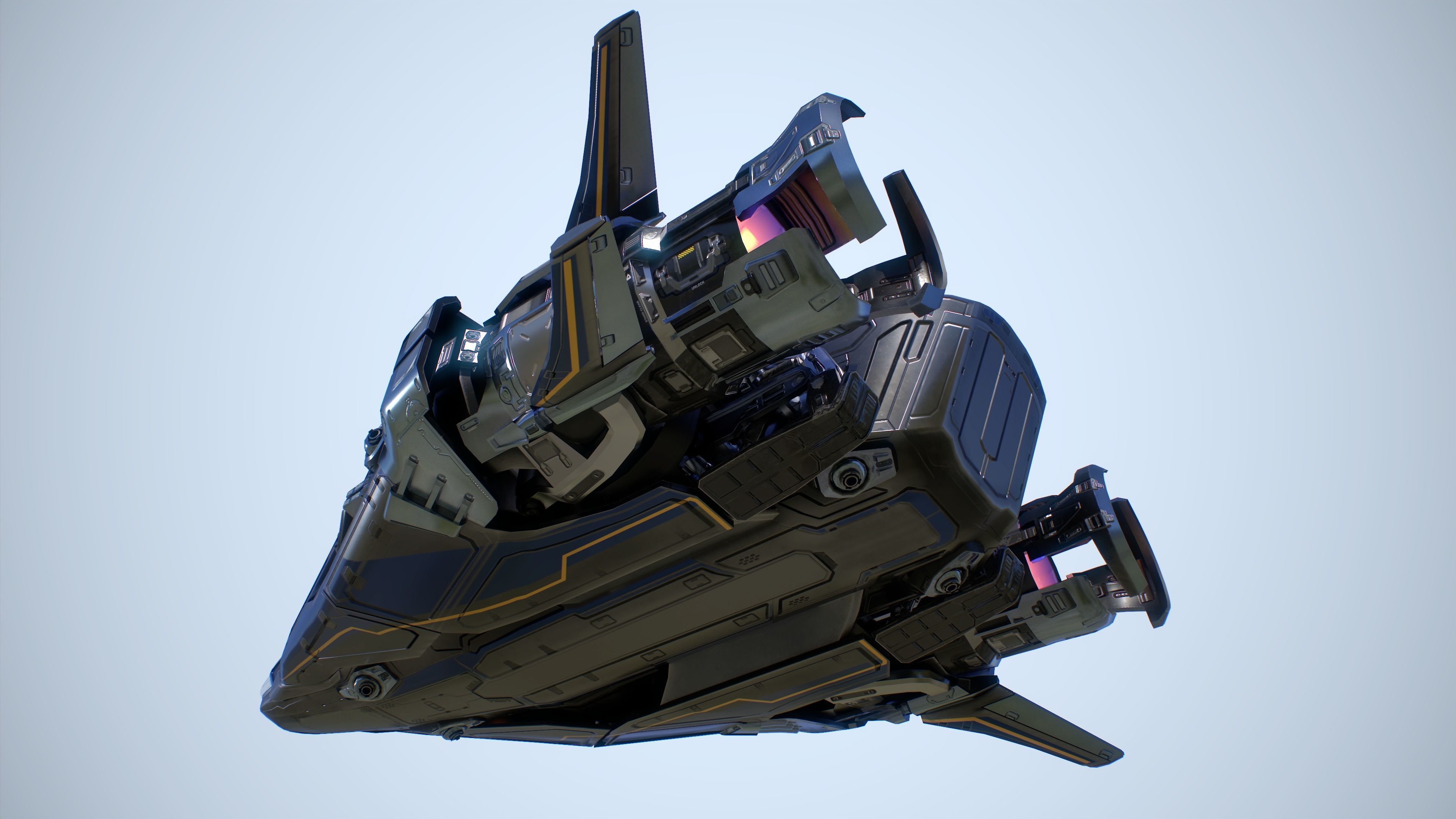 Stellar Phoenix Shuttle - Spaceship Low-poly 3D model_9