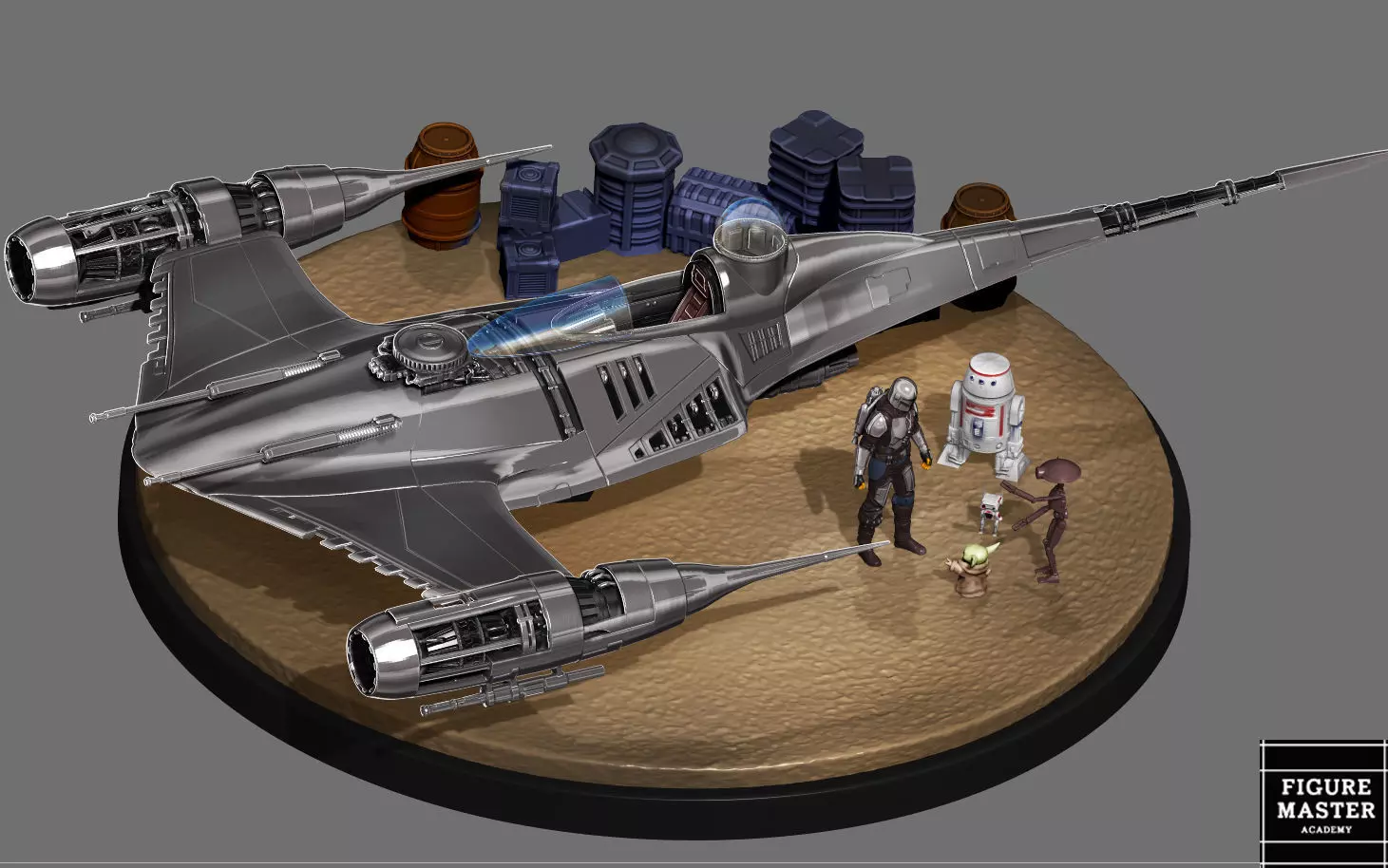 MANDALORIAN N1 DIORAMA STAR FIGHTER STARWARS DISNEY 3D print model