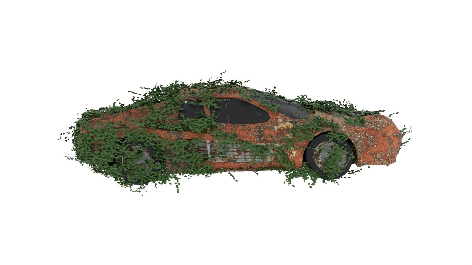 Damaged Rusted Sport Car  3D model_5