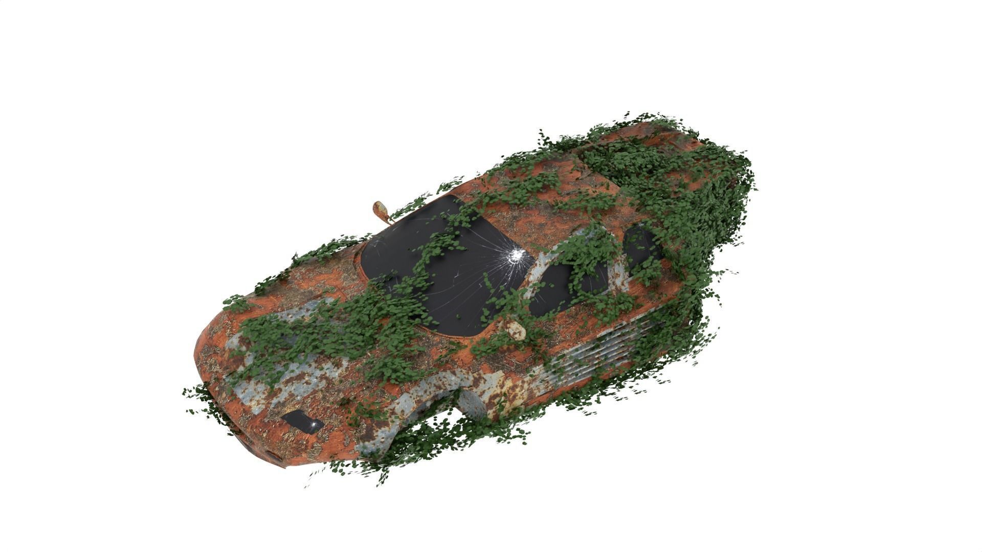 Damaged Rusted Sport Car  3D model_3