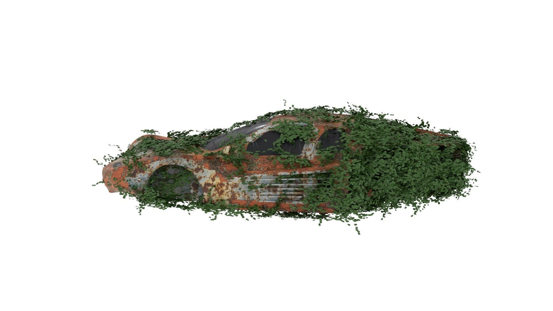 Damaged Rusted Sport Car  3D model_2