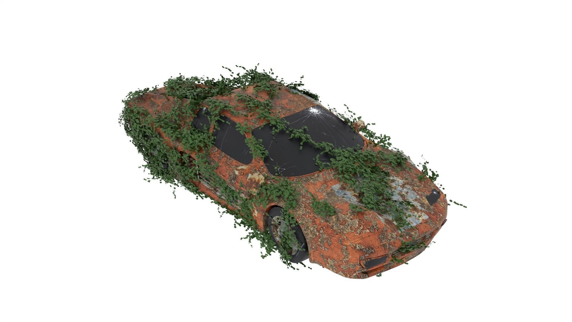 Damaged Rusted Sport Car  3D model_4