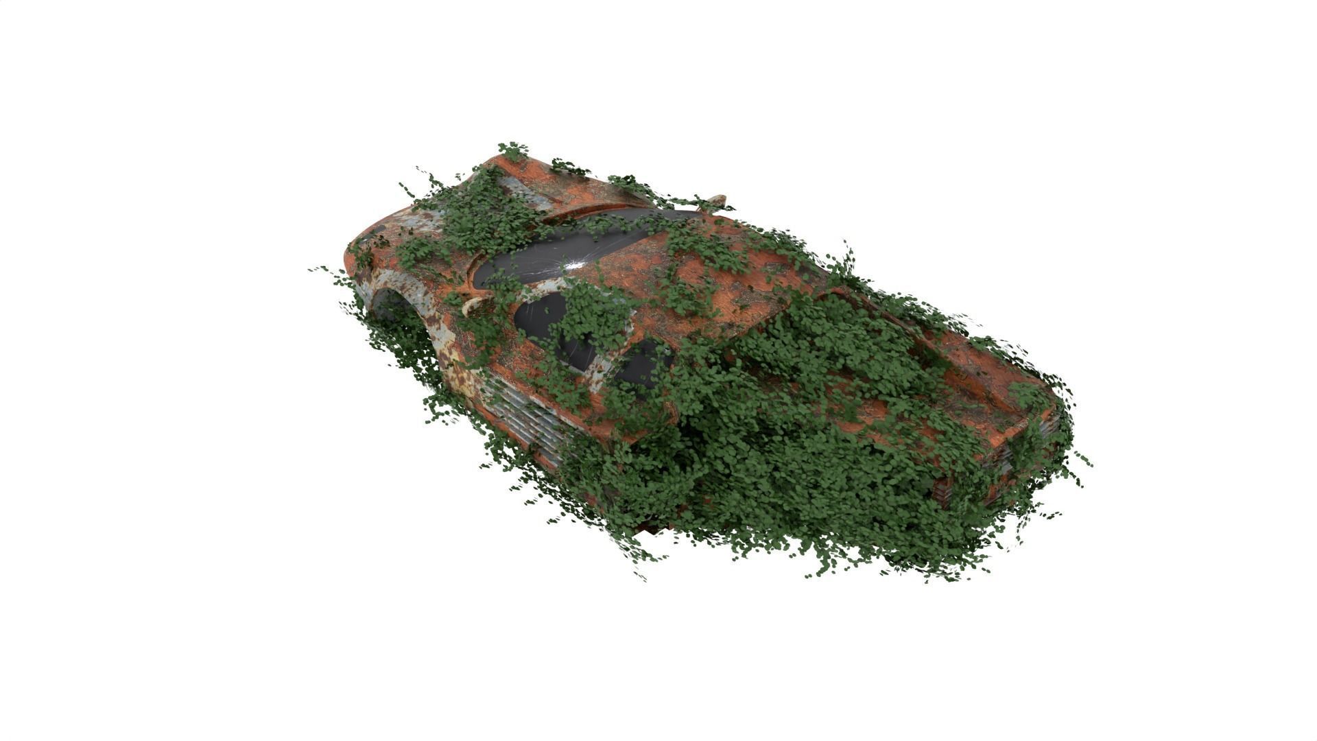 Damaged Rusted Sport Car  3D model_7