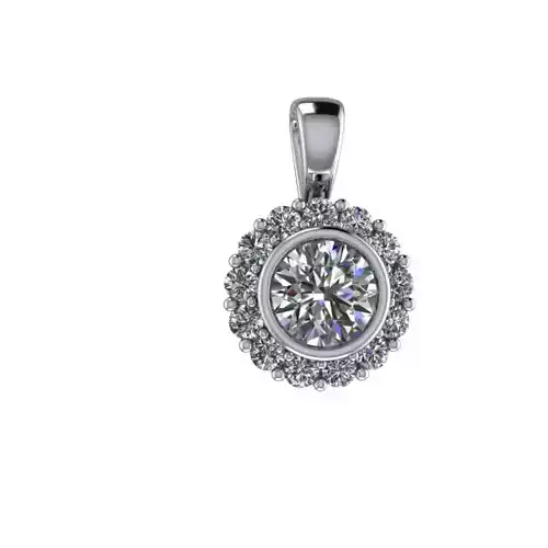 solitaire bezel halo pendant necklace 3D model