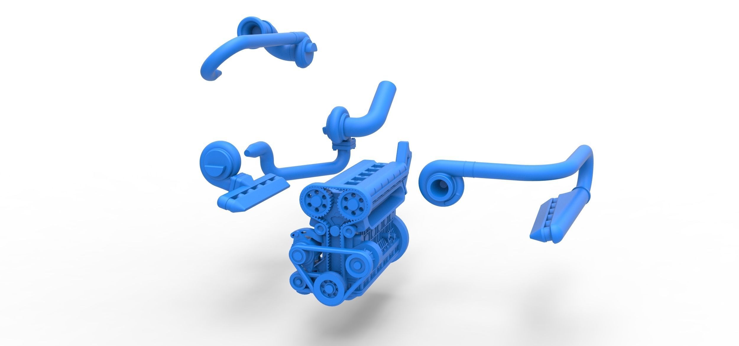 Twin Turbo straight-six engine Scale 1 to 25 3D print model_16