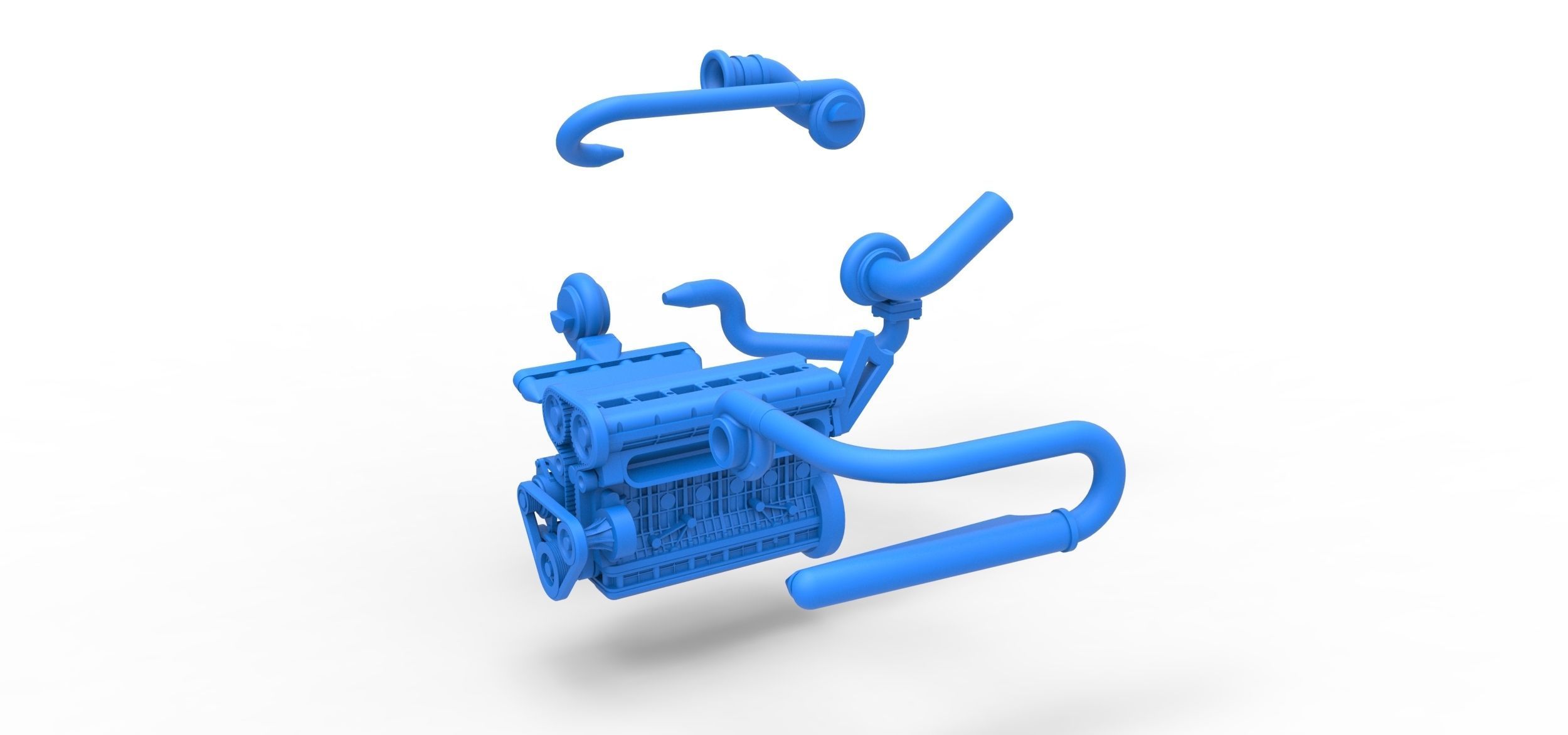 Twin Turbo straight-six engine Scale 1 to 25 3D print model_15