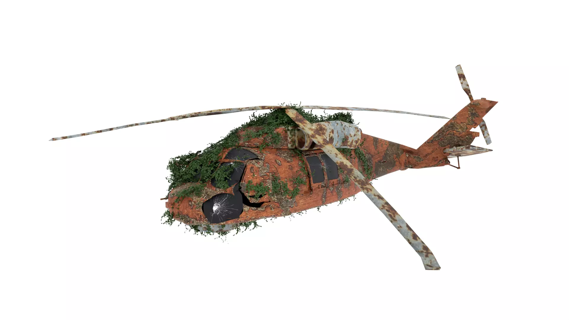Damaged Rusted Helicopter 3D model_0