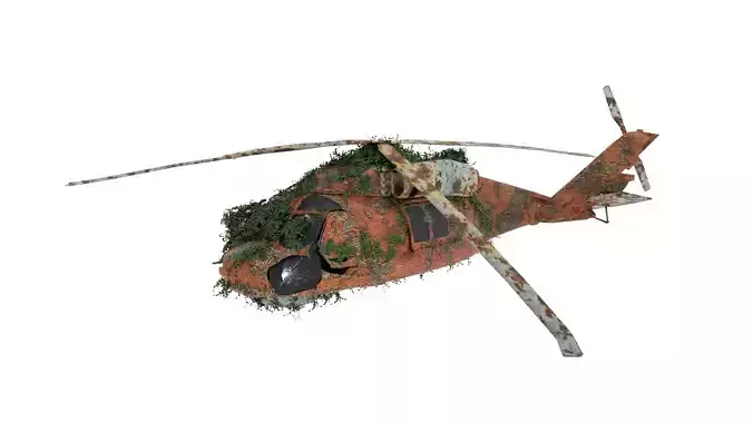 Damaged Rusted Helicopter 3D model