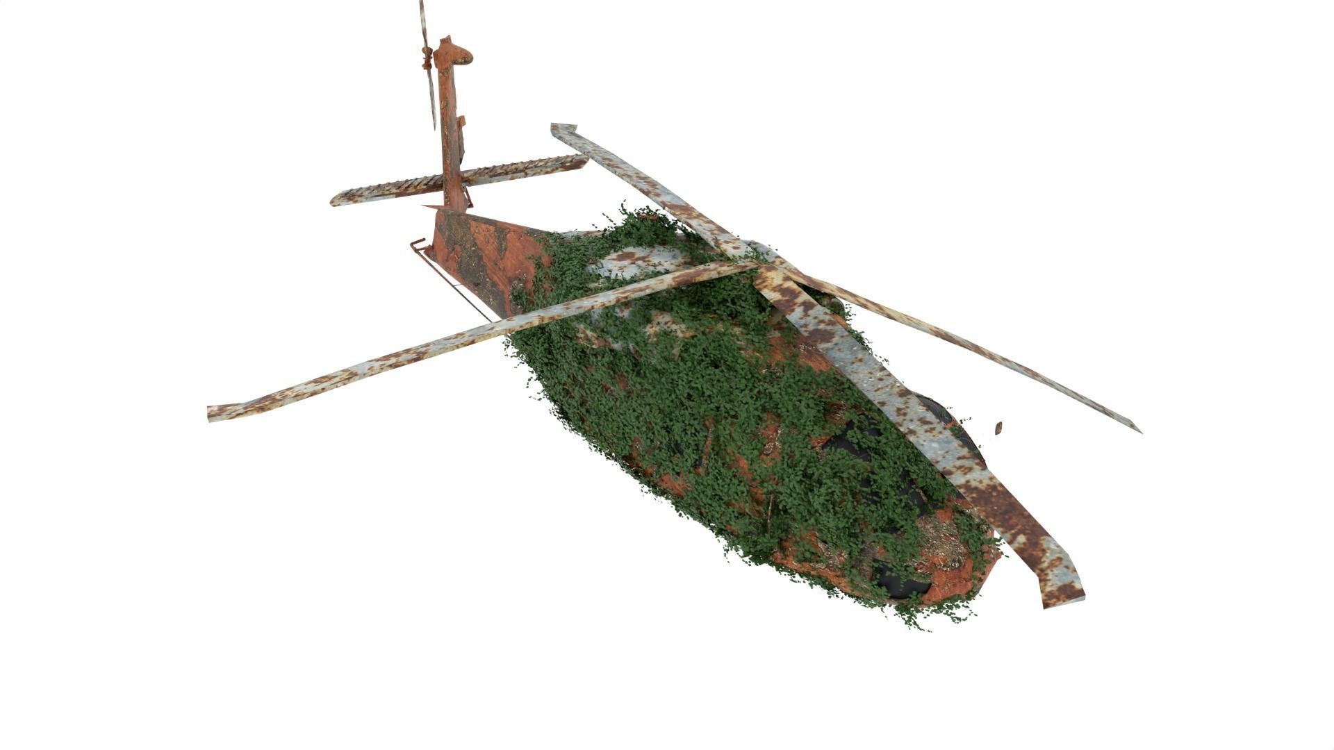 Damaged Rusted Helicopter 3D model_4