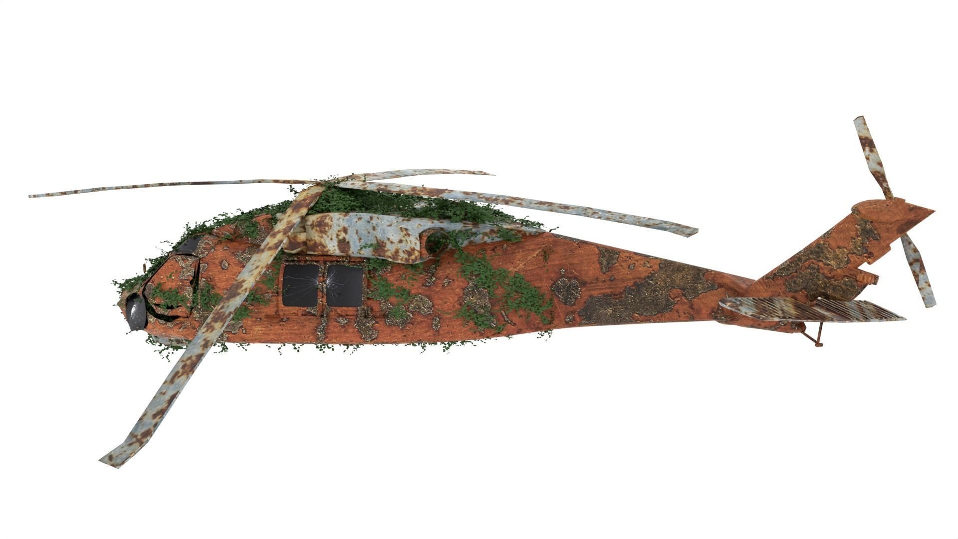 Damaged Rusted Helicopter 3D model_2