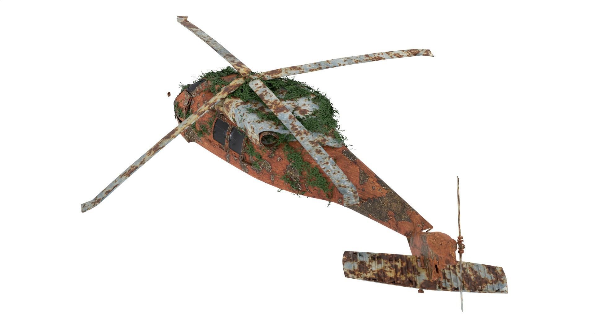 Damaged Rusted Helicopter 3D model_7