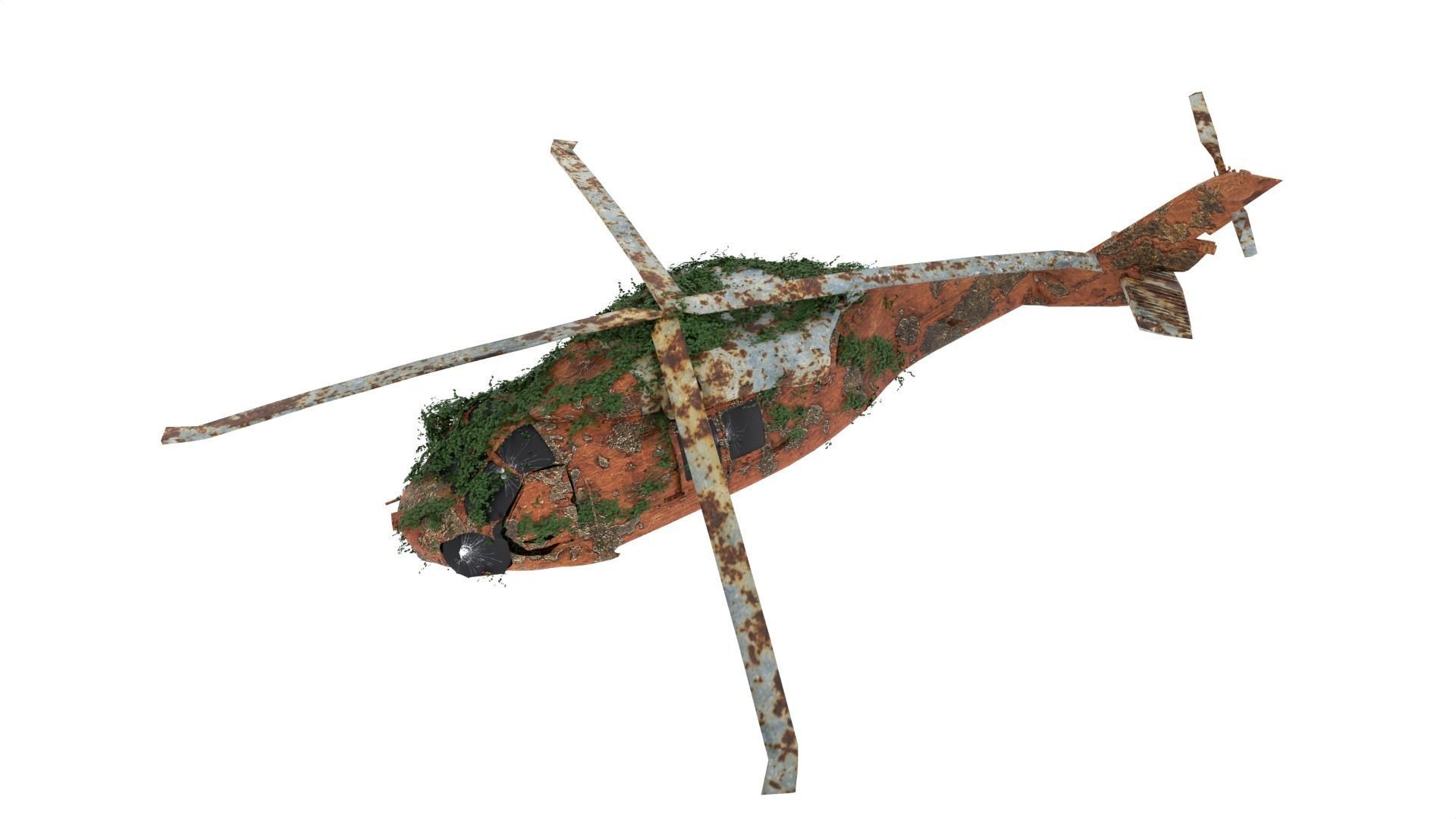 Damaged Rusted Helicopter 3D model_3