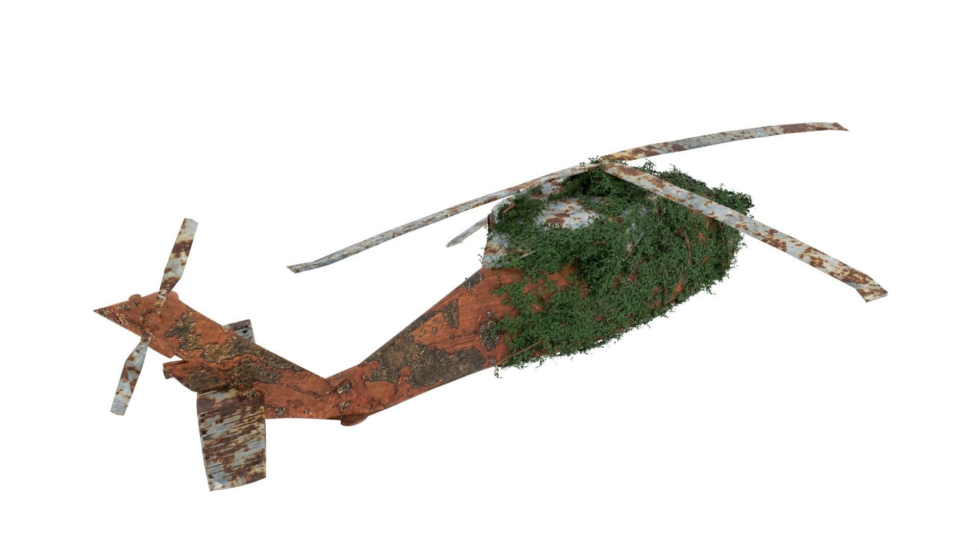 Damaged Rusted Helicopter 3D model_6