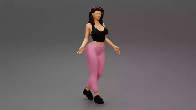 Girl in pants and sneackers with Cute chic short rasta hairstyle