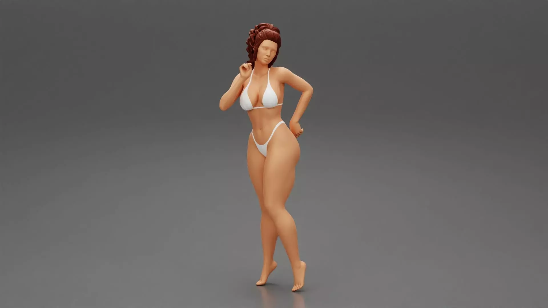 Woman wearing white 3D print model