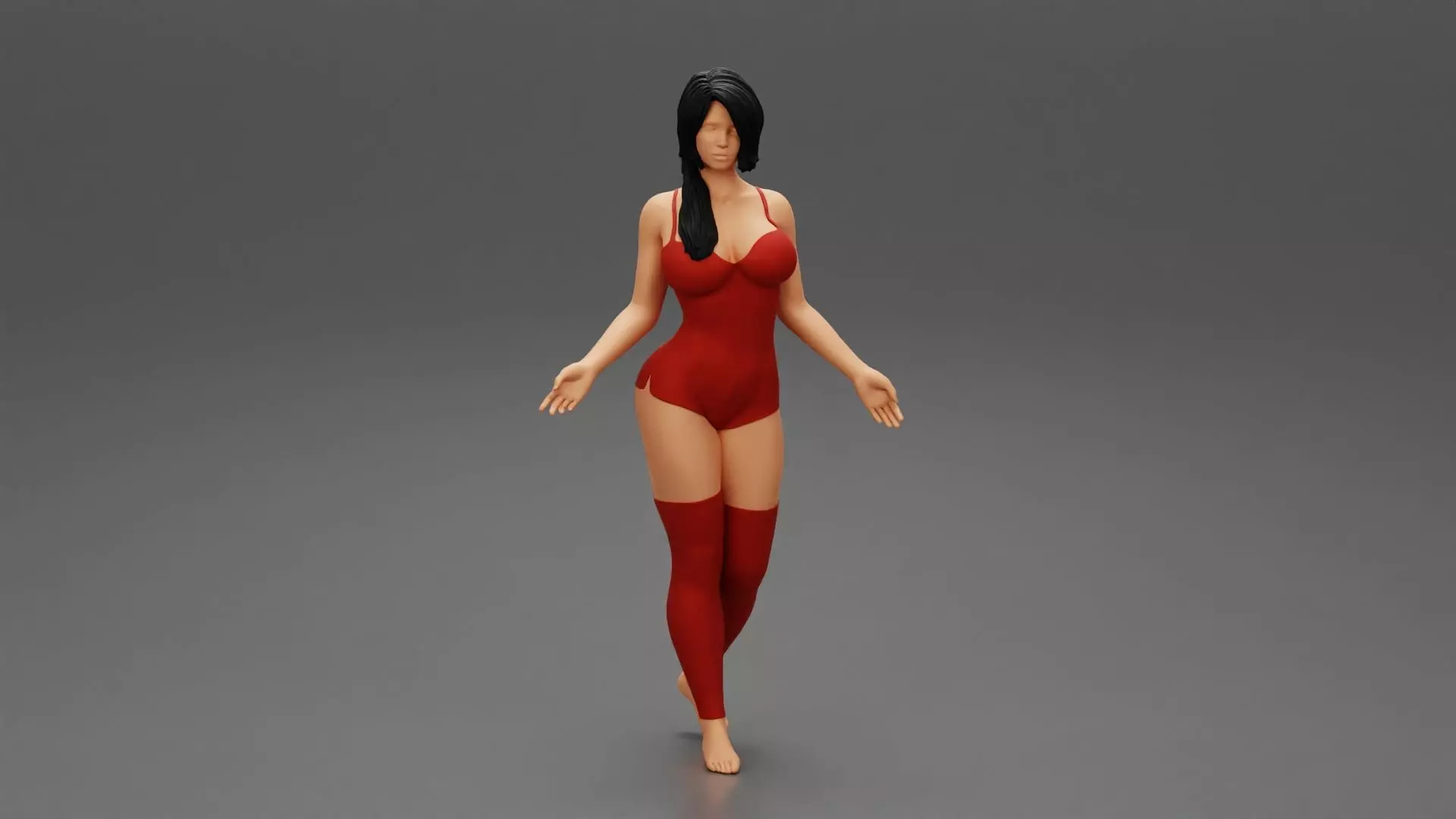 Beautiful woman red lingerie and stockings 3D print model