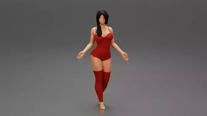 Beautiful sexy woman red lingerie and stockings