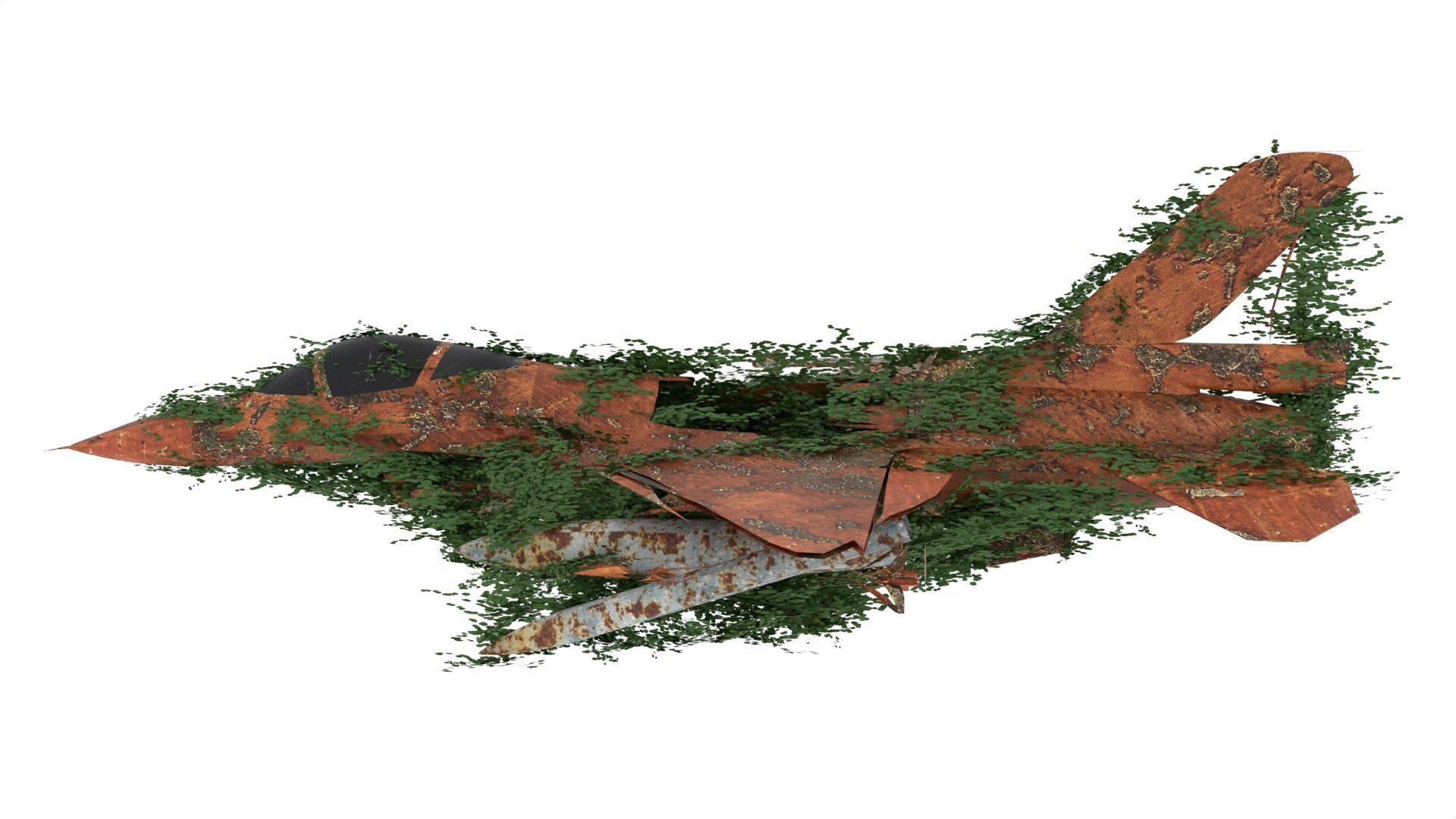 Damaged Rusted Jet 3D model_2