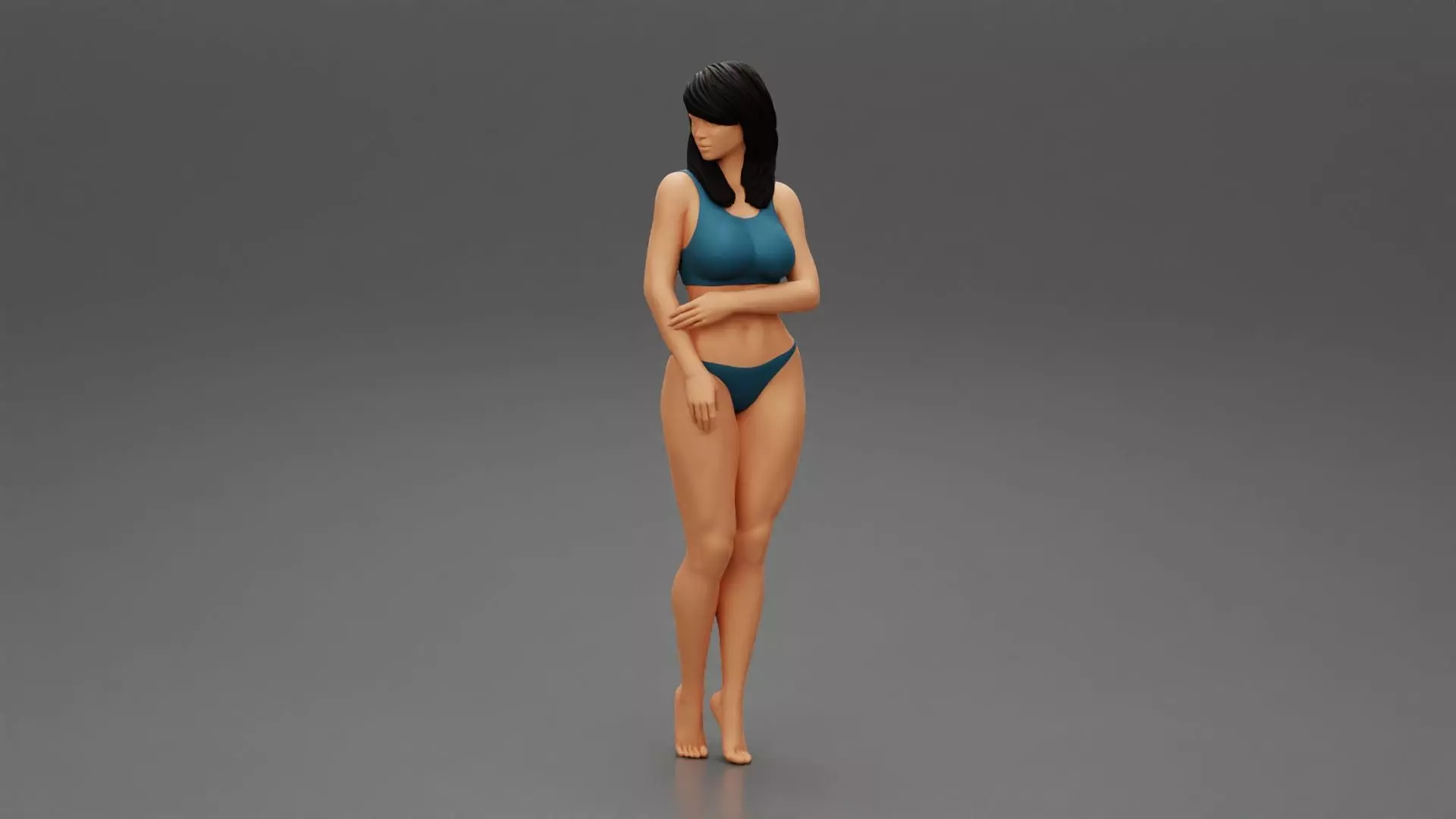 Girl in bikini standing 3D print model_0