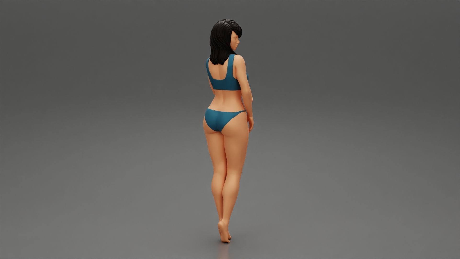 Girl in bikini standing 3D print model_2