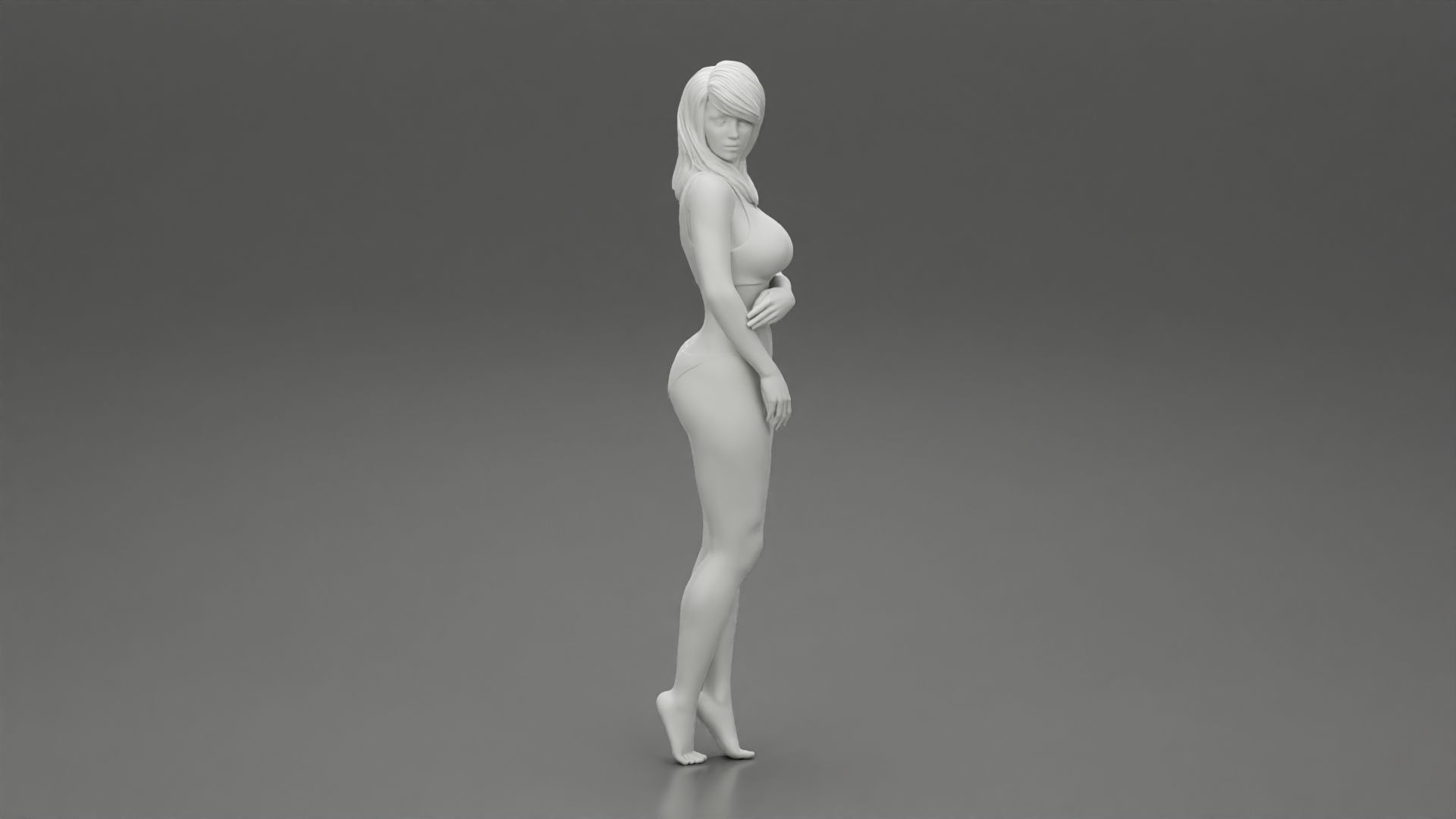 Girl in bikini standing 3D print model_7
