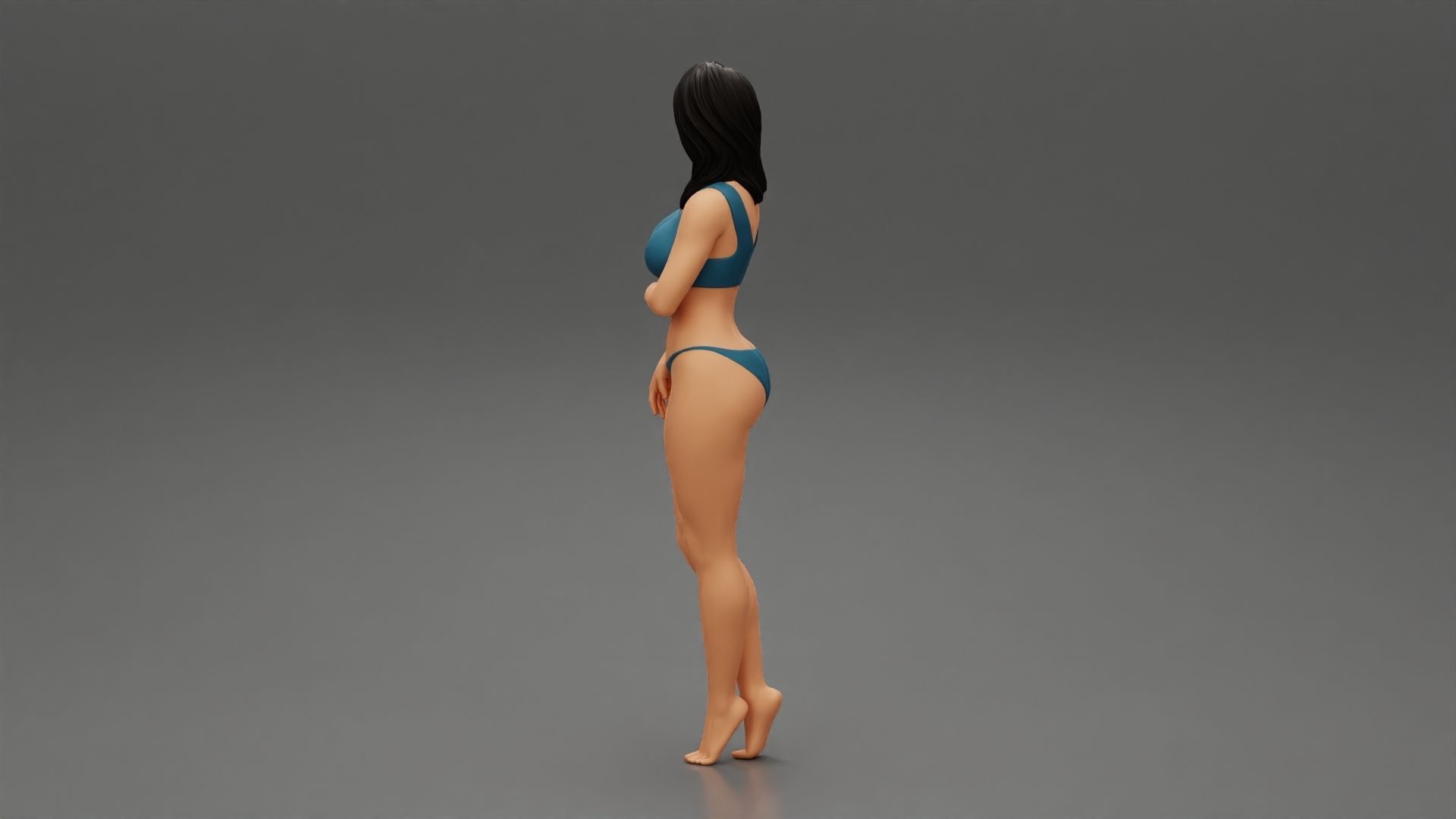 Girl in bikini standing 3D print model_4