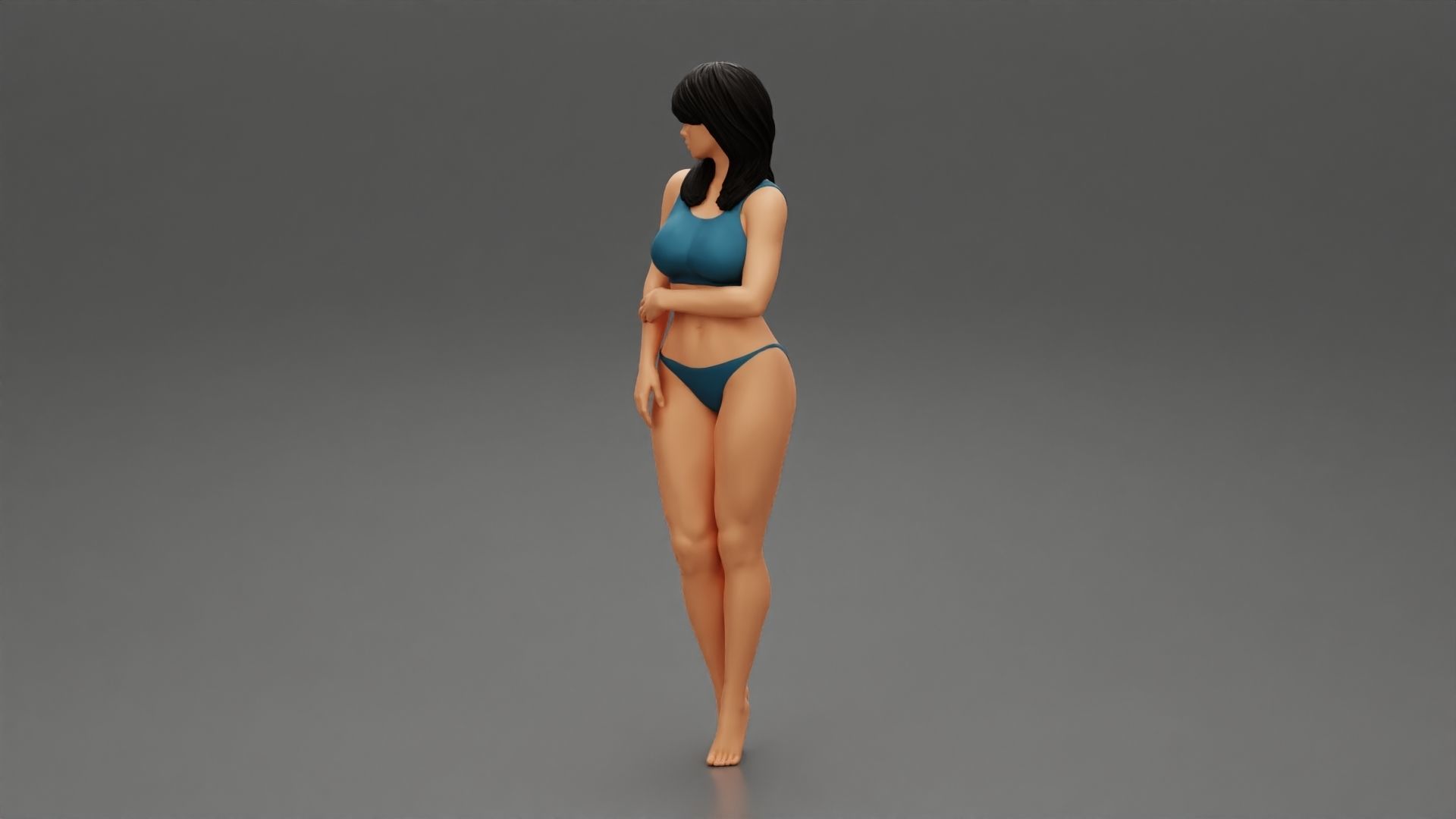 Girl in bikini standing 3D print model_5