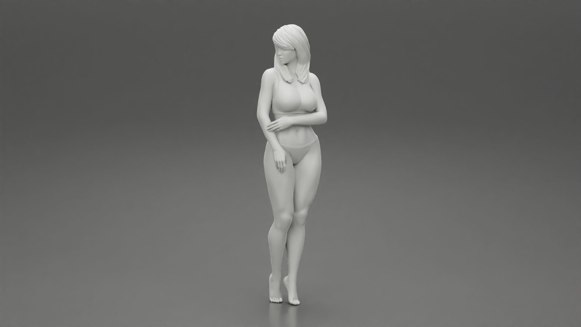 Girl in bikini standing 3D print model_6