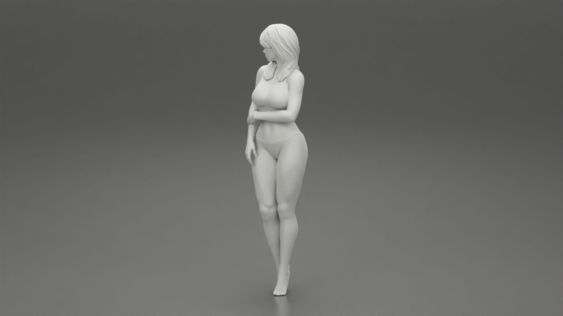 Girl in bikini standing 3D print model_11