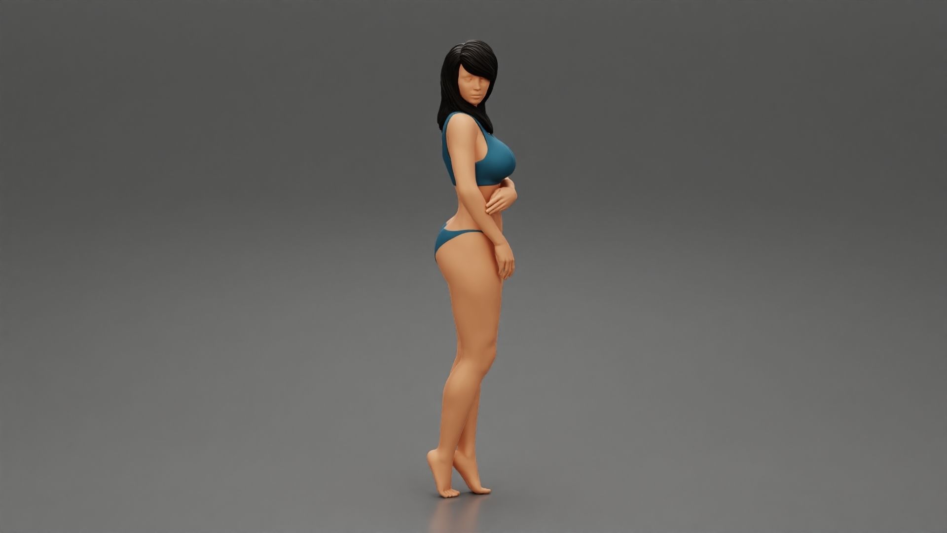Girl in bikini standing 3D print model_1